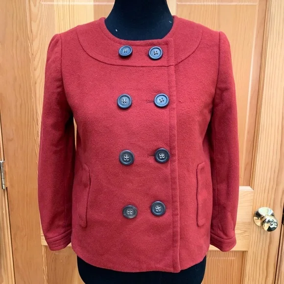 J. Crew Orange/Red Buttons Jacket, S. - Picture 5 of 7